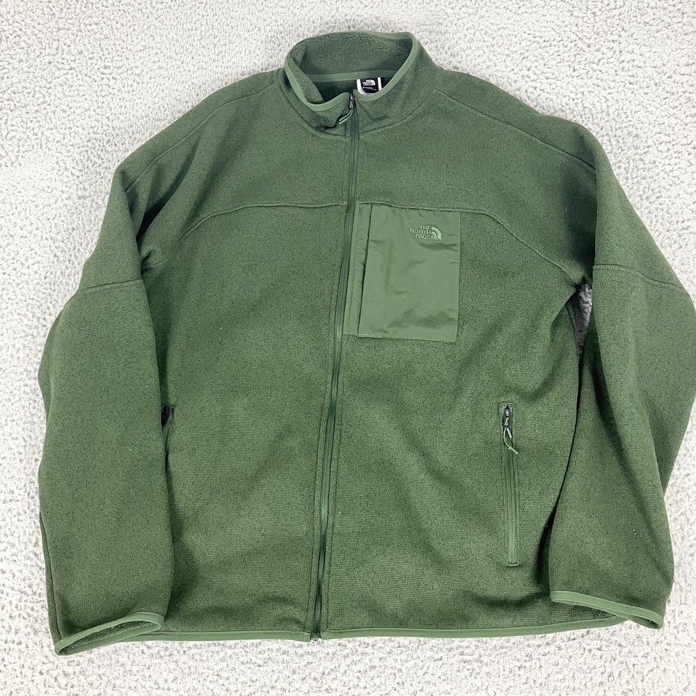 The North Face Jacket Mens XL Green Circular Design Fleece Zip Outdoor Hiking